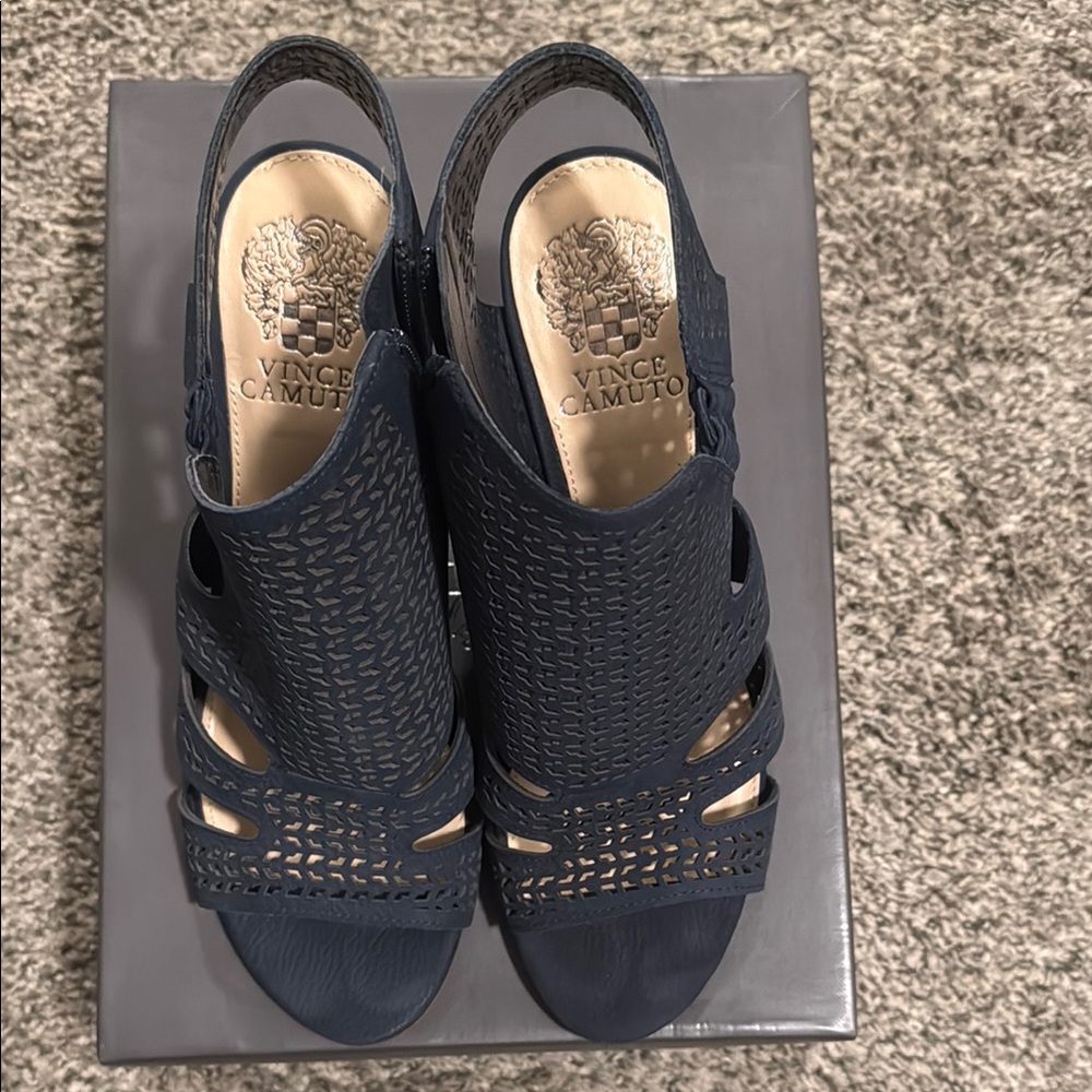 Vince Camuto Blue Peep Toe Slingback Bootie